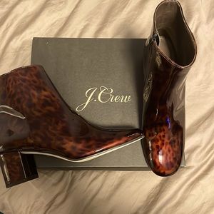 New J.Crew Patent Tortoise Boots